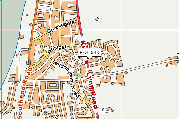 PE36 5HR map - OS VectorMap District (Ordnance Survey)