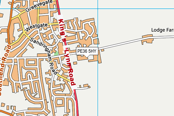 PE36 5HY map - OS VectorMap District (Ordnance Survey)