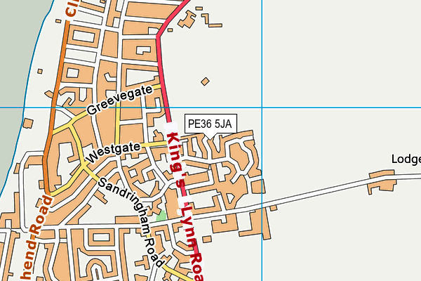 PE36 5JA map - OS VectorMap District (Ordnance Survey)