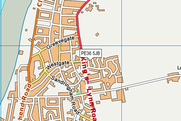 PE36 5JB map - OS VectorMap District (Ordnance Survey)