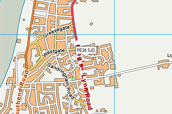 PE36 5JD map - OS VectorMap District (Ordnance Survey)