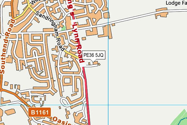 PE36 5JQ map - OS VectorMap District (Ordnance Survey)