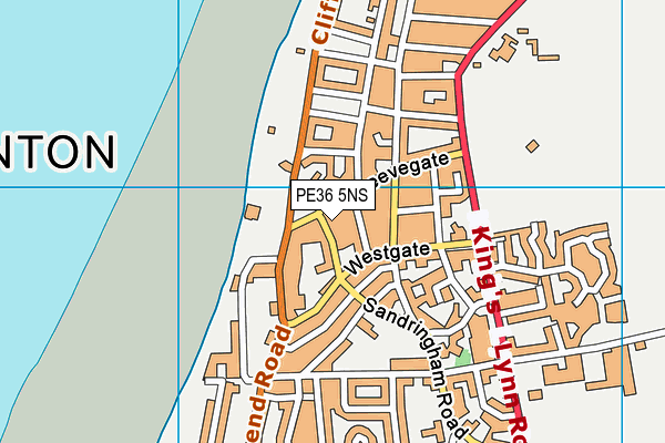 PE36 5NS map - OS VectorMap District (Ordnance Survey)