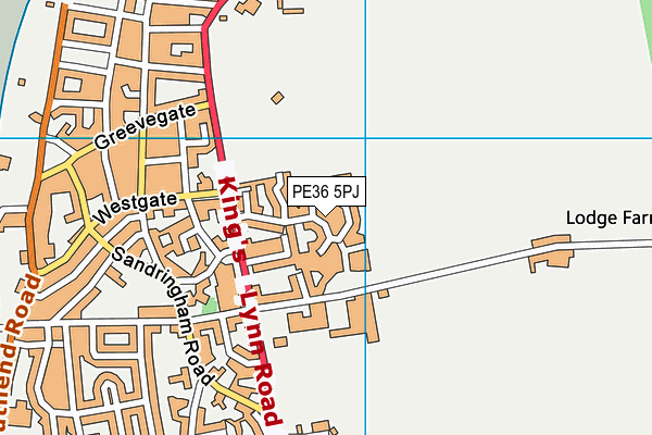 PE36 5PJ map - OS VectorMap District (Ordnance Survey)