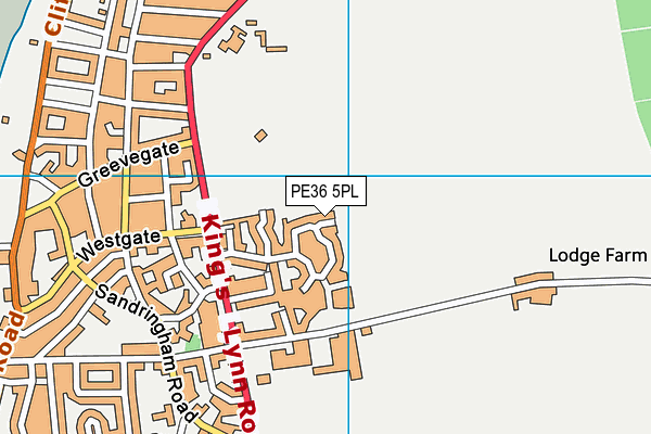 PE36 5PL map - OS VectorMap District (Ordnance Survey)