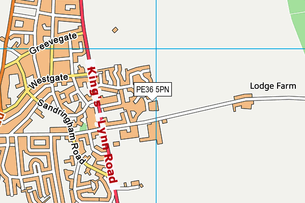 PE36 5PN map - OS VectorMap District (Ordnance Survey)