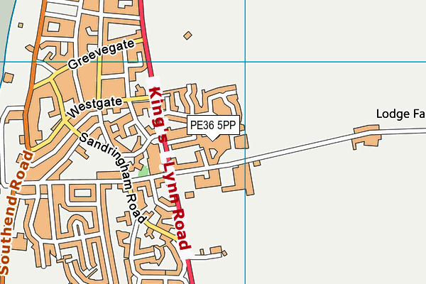 PE36 5PP map - OS VectorMap District (Ordnance Survey)