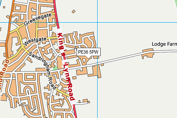 PE36 5PW map - OS VectorMap District (Ordnance Survey)