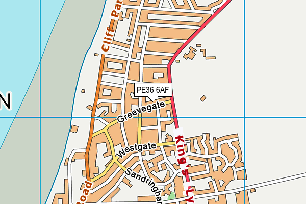 PE36 6AF map - OS VectorMap District (Ordnance Survey)