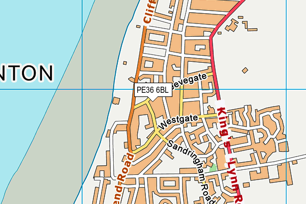 PE36 6BL map - OS VectorMap District (Ordnance Survey)