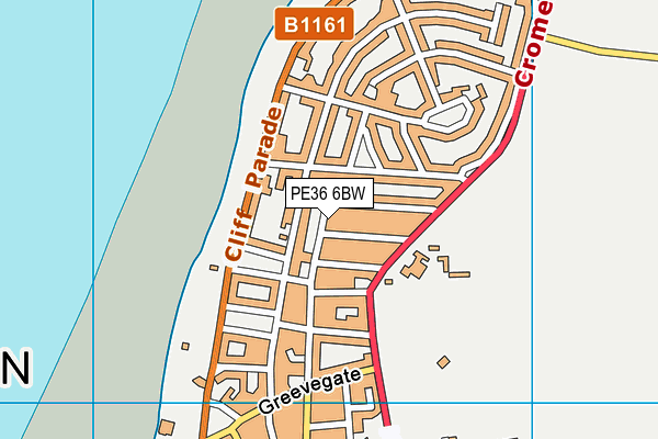 PE36 6BW map - OS VectorMap District (Ordnance Survey)