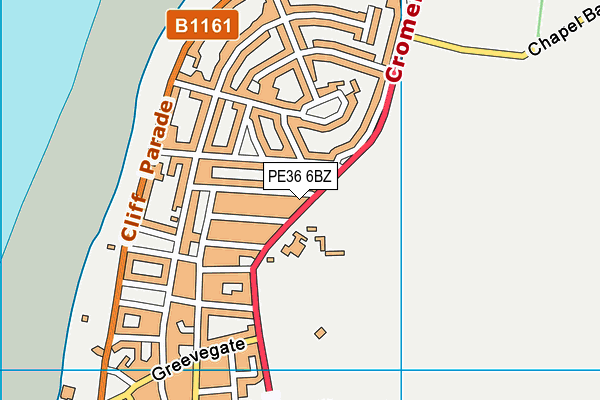 PE36 6BZ map - OS VectorMap District (Ordnance Survey)