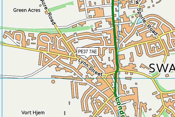 PE37 7AE map - OS VectorMap District (Ordnance Survey)