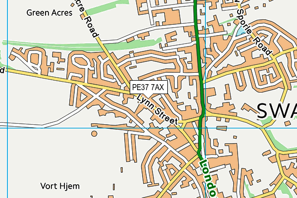 PE37 7AX map - OS VectorMap District (Ordnance Survey)