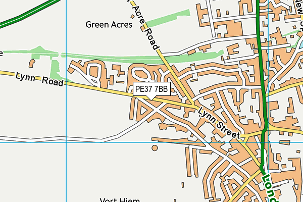 PE37 7BB map - OS VectorMap District (Ordnance Survey)