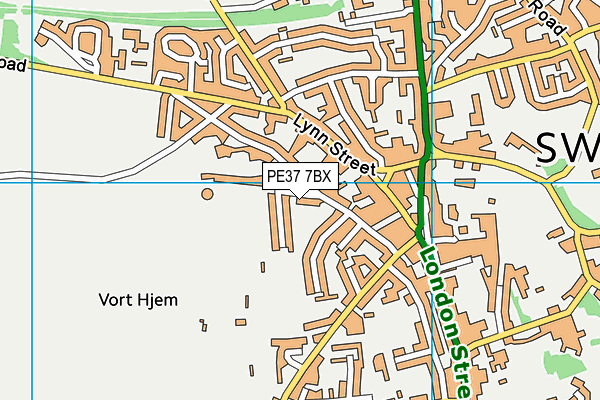 PE37 7BX map - OS VectorMap District (Ordnance Survey)
