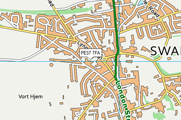 PE37 7FA map - OS VectorMap District (Ordnance Survey)