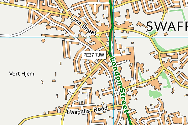 PE37 7JW map - OS VectorMap District (Ordnance Survey)