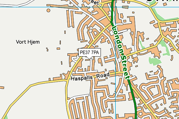 PE37 7PA map - OS VectorMap District (Ordnance Survey)