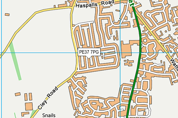 PE37 7PG map - OS VectorMap District (Ordnance Survey)