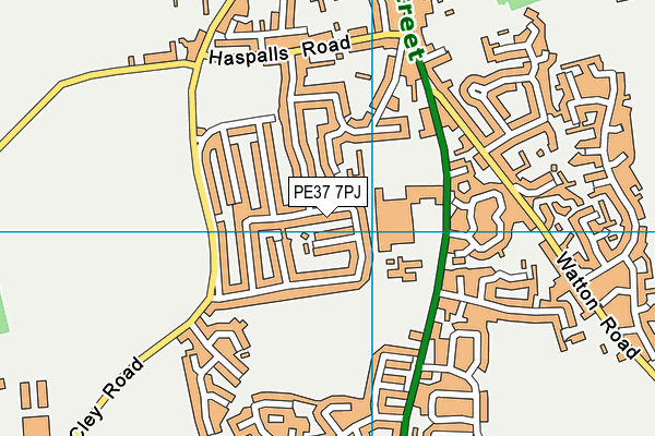 PE37 7PJ map - OS VectorMap District (Ordnance Survey)