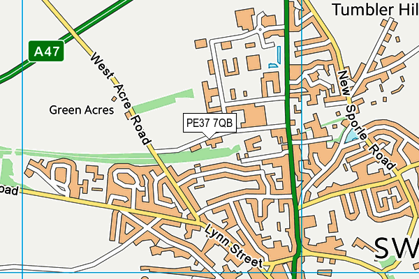 PE37 7QB map - OS VectorMap District (Ordnance Survey)