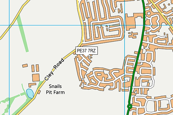 PE37 7RZ map - OS VectorMap District (Ordnance Survey)