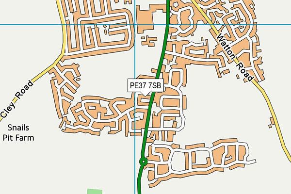 PE37 7SB map - OS VectorMap District (Ordnance Survey)
