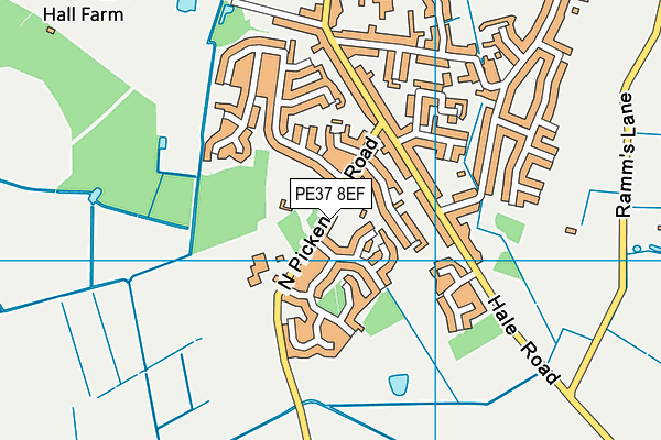 PE37 8EF map - OS VectorMap District (Ordnance Survey)