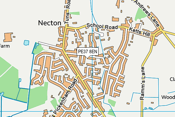 PE37 8EN map - OS VectorMap District (Ordnance Survey)