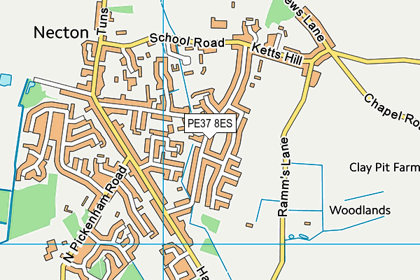 PE37 8ES map - OS VectorMap District (Ordnance Survey)