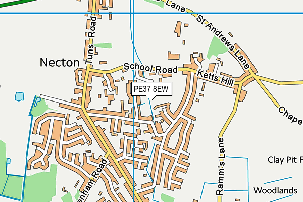 PE37 8EW map - OS VectorMap District (Ordnance Survey)