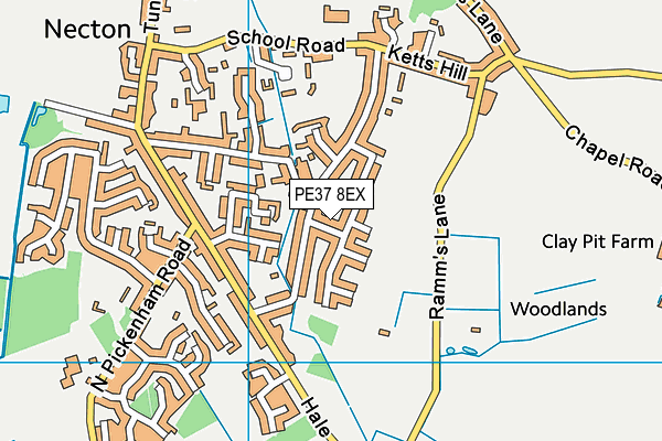 PE37 8EX map - OS VectorMap District (Ordnance Survey)