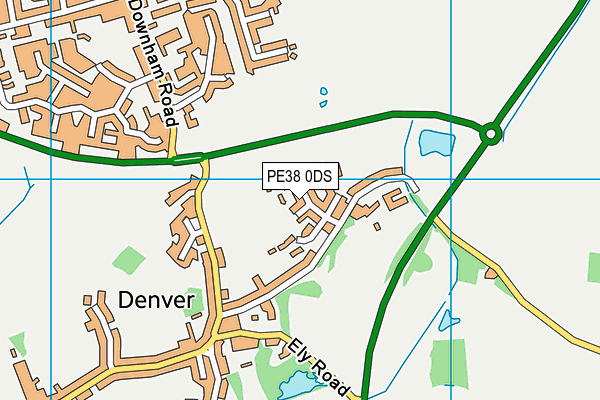 Denver Playing Fields map (PE38 0DS) - OS VectorMap District (Ordnance Survey)
