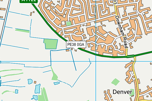 PE38 0GA map - OS VectorMap District (Ordnance Survey)