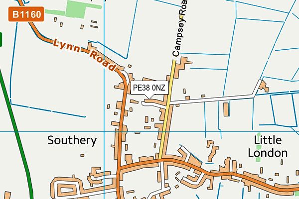 PE38 0NZ map - OS VectorMap District (Ordnance Survey)