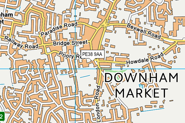 PE38 9AA map - OS VectorMap District (Ordnance Survey)