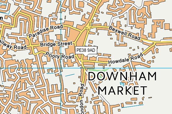 PE38 9AD map - OS VectorMap District (Ordnance Survey)