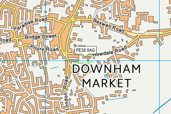 PE38 9AG map - OS VectorMap District (Ordnance Survey)