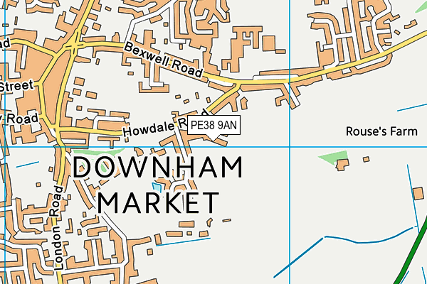 PE38 9AN map - OS VectorMap District (Ordnance Survey)