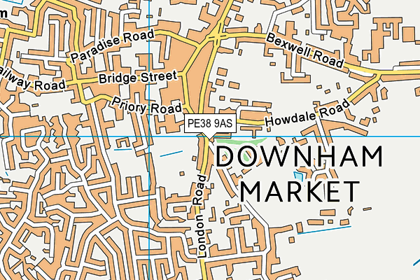 PE38 9AS map - OS VectorMap District (Ordnance Survey)