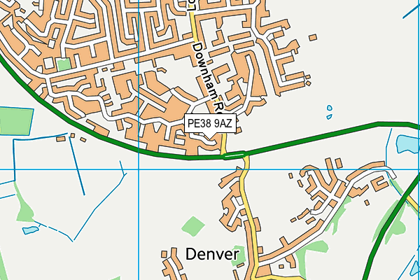 PE38 9AZ map - OS VectorMap District (Ordnance Survey)