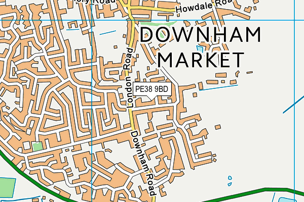 PE38 9BD map - OS VectorMap District (Ordnance Survey)