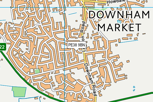 PE38 9BN map - OS VectorMap District (Ordnance Survey)