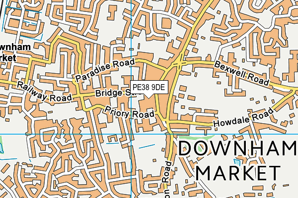 PE38 9DE map - OS VectorMap District (Ordnance Survey)