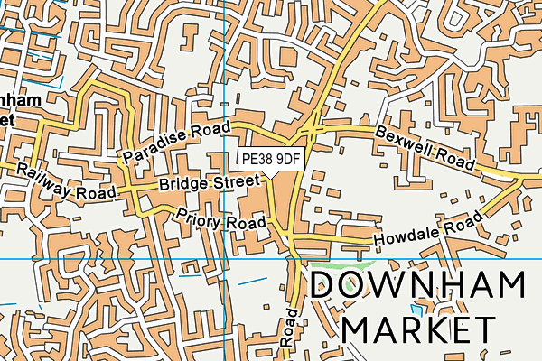 PE38 9DF map - OS VectorMap District (Ordnance Survey)