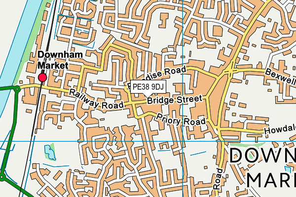 PE38 9DJ map - OS VectorMap District (Ordnance Survey)