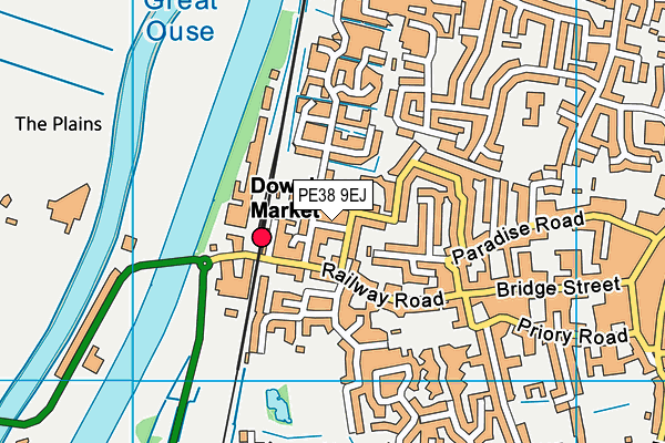 PE38 9EJ map - OS VectorMap District (Ordnance Survey)