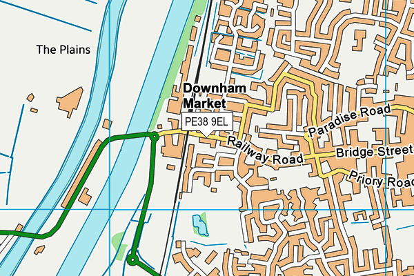 PE38 9EL map - OS VectorMap District (Ordnance Survey)
