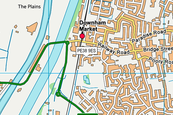 PE38 9ES map - OS VectorMap District (Ordnance Survey)